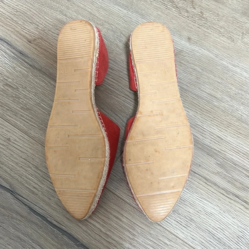Macarena Sz 9 Red Suede Leather Iris D'Orsay Flat Espadrille Shoes - Picture 5 of 8